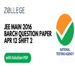 JEE Main 2016 Question Paper with Answer Key PDF for BArch Code V Apr 3 ZPYP